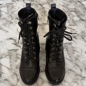 JustFab Black Combat Lace-Up Boots